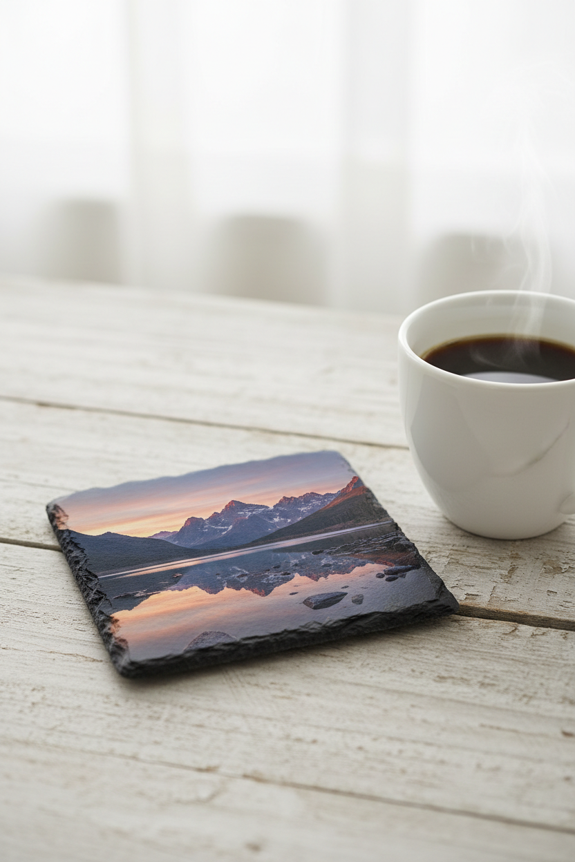 Personalised slate photo print and coaster 9cm square