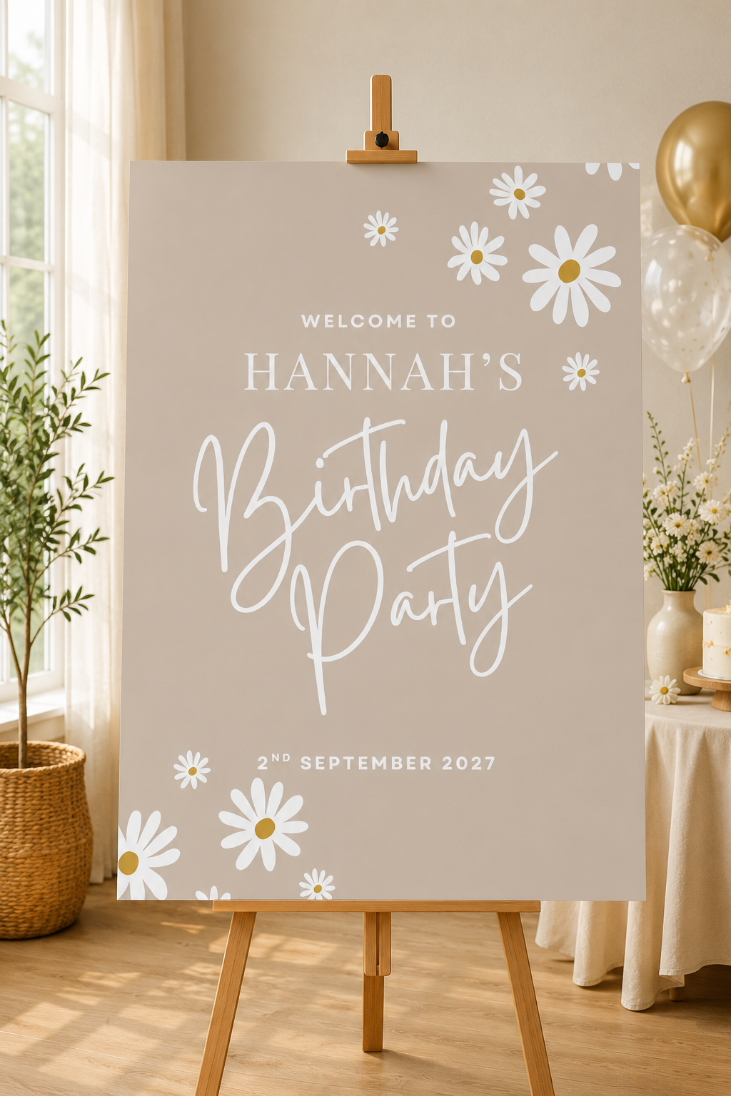 Personalised Daisy Birthday Party Welcome Sign | Foamex Board | A3, A2 & A1