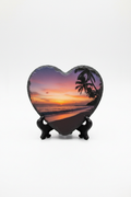 Personalised heart-shaped slate photo print 20cm on stand legs
