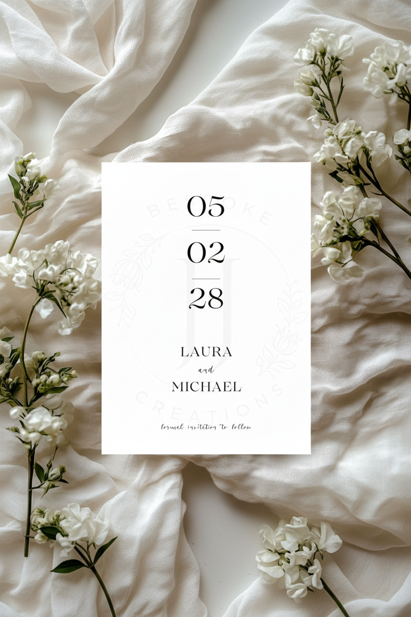 Simplistic Save the Date Card | Personalised Wedding Stationery