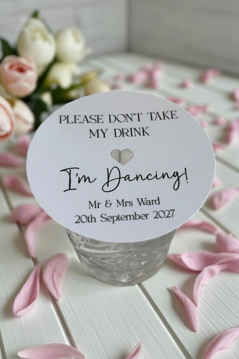 'Please Don't Take My Drink, I'm Dancing' Personalised Wedding Coaster