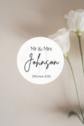 Personalised Mr & Mrs Wedding Stickers with Date | Custom Round Labels