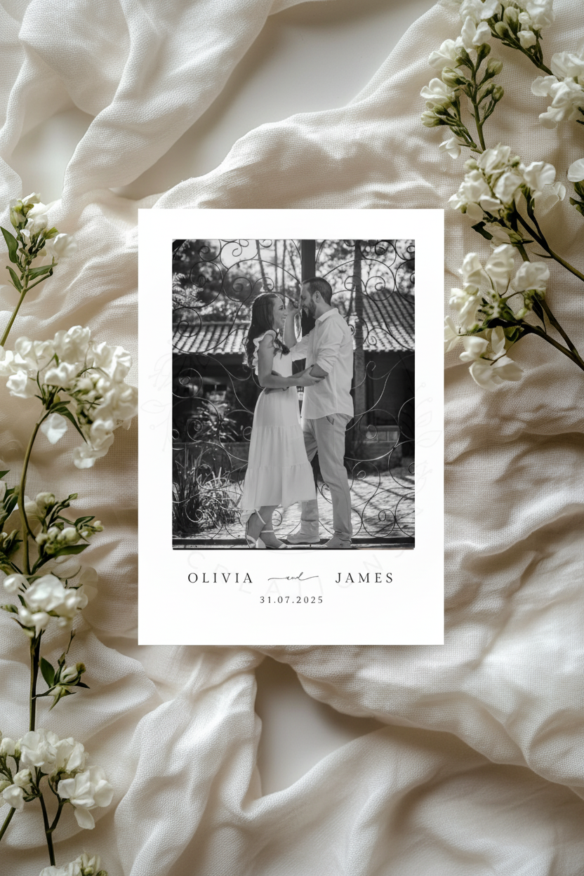 Double Sided Photo Wedding Invitation | Personalised Luxury Wedding Stationery