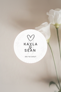 Name & Date Personalised Wedding Stickers | Heart Design | Custom Labels
