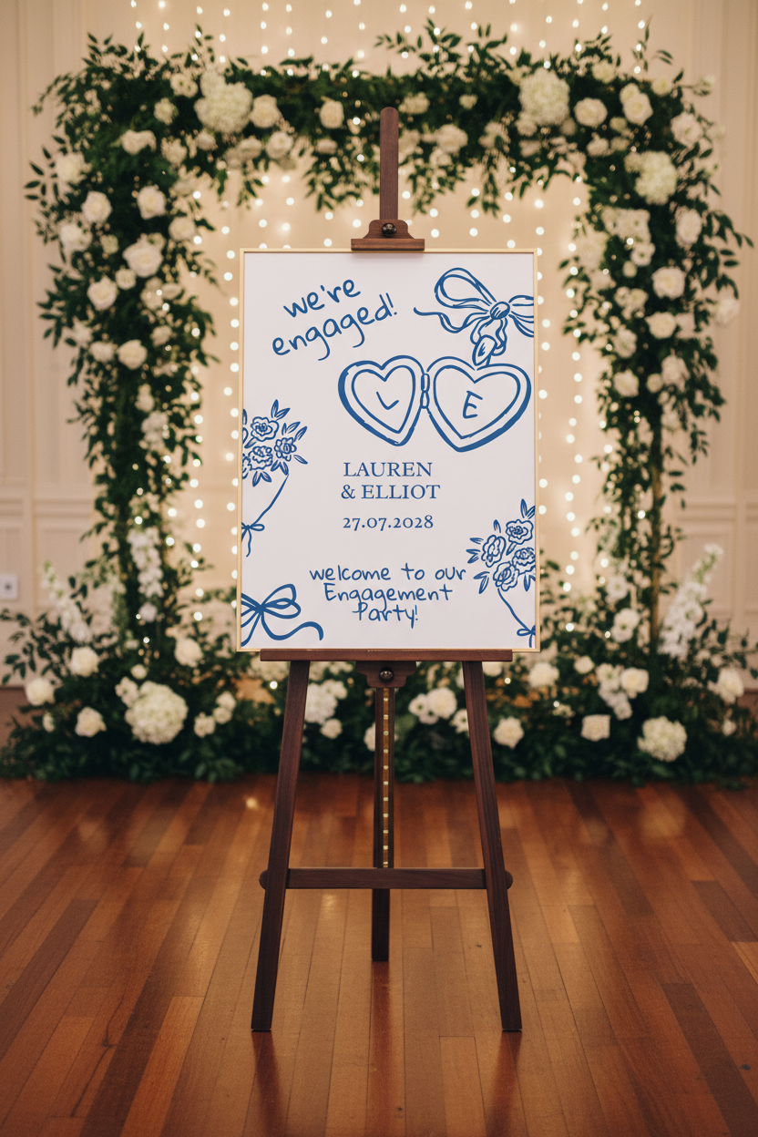 Lauren & Elliot Engagement Sign — Easel Mockup