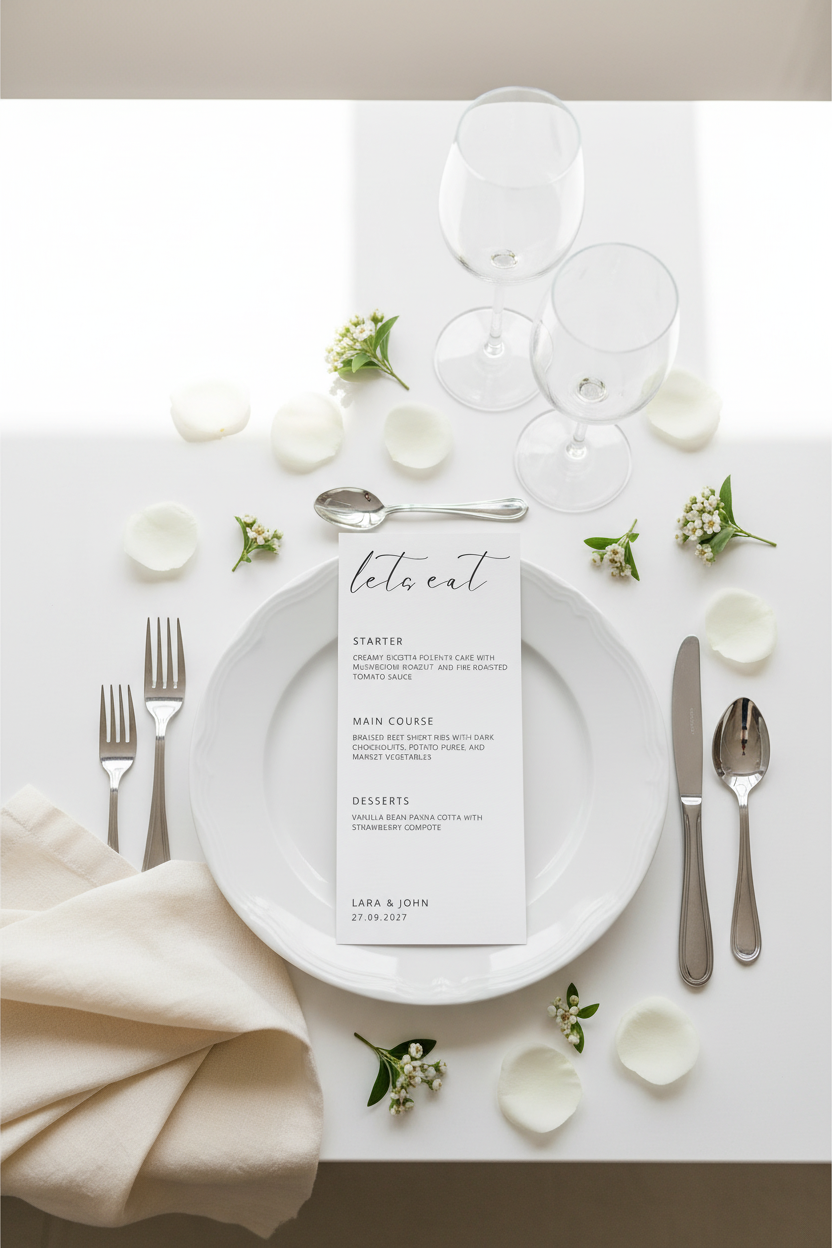 Let's Eat Menu - Flat Lay Place Setting