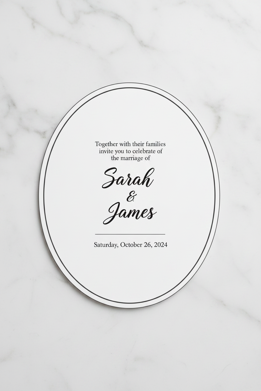 Oval Wedding Invitation Printing | Upload Your Design | Premium Cardstock