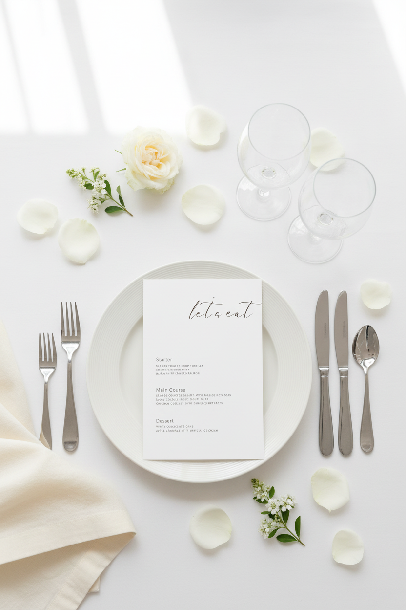 Menu Heart - Flat Lay Place Setting