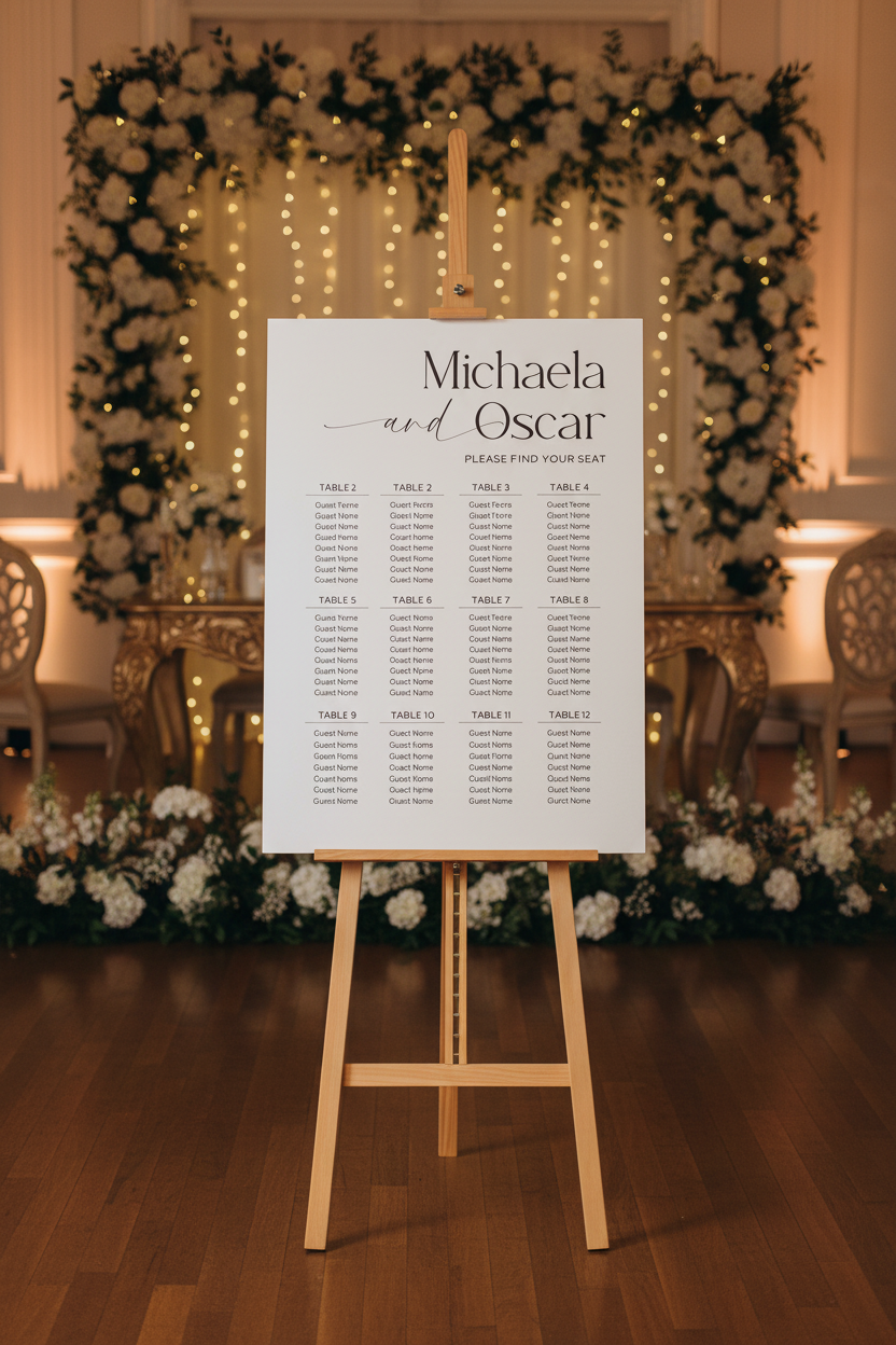 Michaela & Oscar Seating Plan Mockup