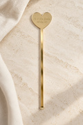 Personalised acrylic heart drink stirrers in portrait format