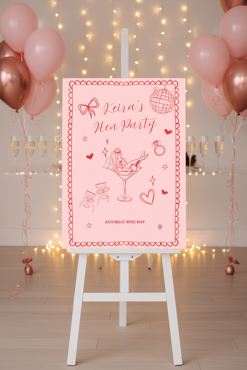 Pink Illustrated Sign