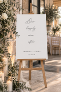 Our Happily Ever After personalised wedding welcome sign on Foamex